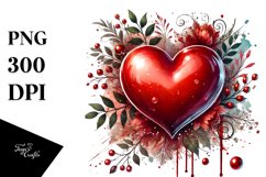 Glossy Heart on Splashy Background PNG Product Image 1