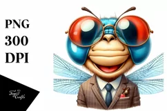 Funny Cute Dragonfly in Retro es | Clipart Product Image 1