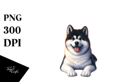 Akita Sitting in Sand, Watercolor Clipart Product Image 1