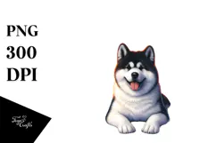 Akita Sitting in Sand, Watercolor Clipart Product Image 1