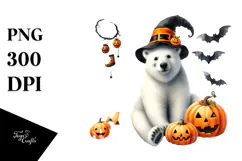 Polar Bear Dressed for Halloween PNG Product Image 1