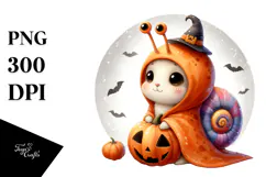 Cute Baby Snail Dressed for Halloween PNG Product Image 1