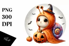 Cute Baby Snail Dressed for Halloween PNG Product Image 3