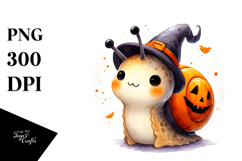 Digital Painting Baby Snail on Halloween Moon PNG Product Image 1