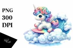 Cute Baby Unicorn, Watercolor Clipart Product Image 1