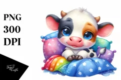 Cute Baby Cow in Bed | Sublimation | Clipart Product Image 3