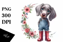 Baby Weimaraner Rain Boots Confused Floral Frame Product Image 1