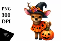 Cute Baby Elk Dressed for Halloween | Sublimation Clipart Product Image 3