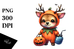 Cute Baby Elk Dressed for Halloween | Sublimation Clipart Product Image 1