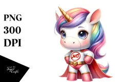 Baby Unicorn Posing as Hero | Sublimation Clipart Product Image 1
