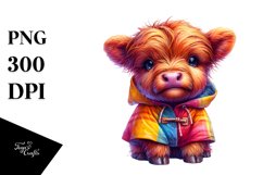 Cute Baby Highland Cow with Rain Coats | Sublimation | Product Image 1