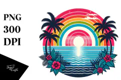 Retro Tropical Rainbow Sunset, 20 oz Tumbler Product Image 1