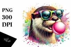Colorful Otter Watercolor Clipart Product Image 1