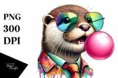 Colorful Otter Watercolor Clipart Product Image 1