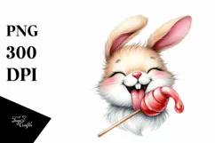 Whimsical Bunny Smiling Wind | Tongue Out | Clipart Product Image 1