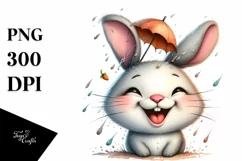 Whimsical Bunny Smiling Wind | Tongue Out | Clipart Product Image 1