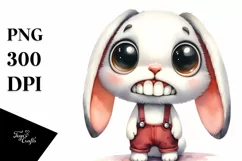 Watercolor Rabbit Big Eyes Standing Up Clipart Product Image 3