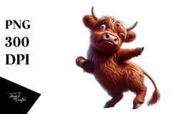 Dancing Highland Cow PNG Product Image 1
