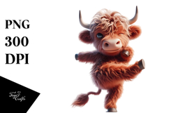 Dancing Highland Cow PNG Product Image 1