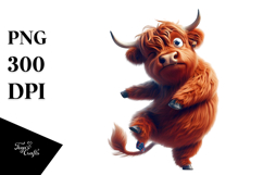 Dancing Highland Cow PNG Product Image 1