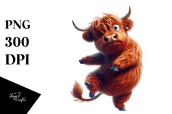 Dancing Highland Cow PNG Product Image 1