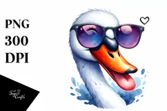 Funny Cute Swan with Sunglasses | Clipart Product Image 1