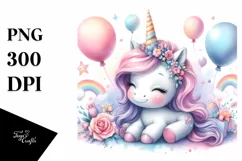 Baby Unicorn Writing | Sublimation Clipart Product Image 1