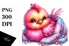 cute Baby Rooster with Blanket PNG Product Image 1