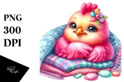 cute Baby Rooster with Blanket PNG Product Image 1
