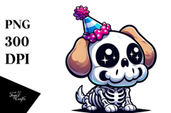 Silly Skeleton with Birthday Hat, PNG Product Image 1