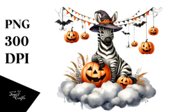 Halloween Zebra on Cloud PNG Product Image 1
