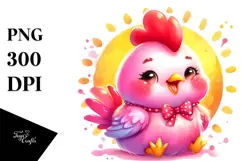 cute Baby Rooster on Sun PNG Product Image 1