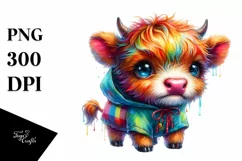 Cute Baby Highland Cow with Rain Coats | Sublimation | Product Image 1