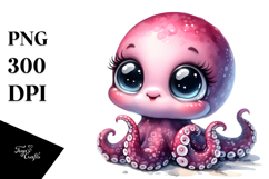 Baby Octopus and Rhino Collection | Sublimation Clipart Product Image 1