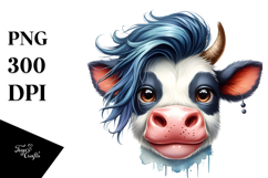 Watercolor Cow Portrait, Transparent PNG Product Image 1