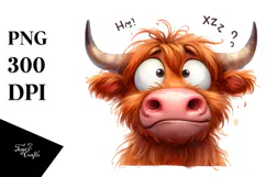 Funny Expressive Highland Cow PNG Product Image 1