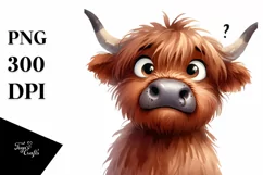 Funny Expressive Highland Cow PNG Product Image 1
