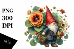Watercolor Gnome Holding Flower Basket | Clipart Product Image 3