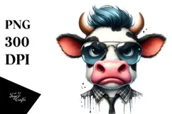 Angry Cow with Cool Hair PNG Product Image 1