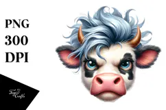 Angry Cow with Cool Hair PNG Product Image 1