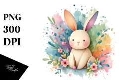 Wooden Bunny on Splashy Background PNG Product Image 1