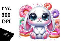 Cute Baby Bunny Donut PNG Product Image 1