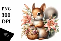 Detailed Baby Squirrel Basket of Flowers Product Image 3