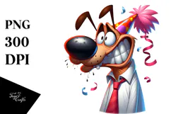 Goofy Dog in Party Hat, Digital Painting Product Image 1