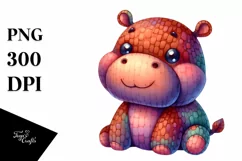 Vibrant Watercolor Cute Baby Hippo Product Image 1