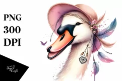Funny Cute Swan Portrait Dripping in the Wind | Clipart Product Image 1