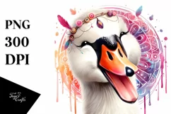 Funny Cute Swan Portrait Dripping in the Wind | Clipart Product Image 1
