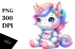 Baby Unicorn in Beach Suit | Sublimation Clipart Product Image 1