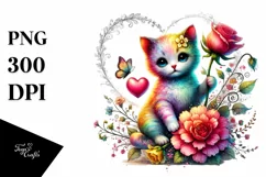 Digital Painting of Adorned Cat, PNG Product Image 1