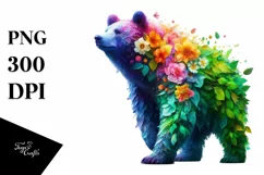 Abstract Vibrant Plant Leaves and 3D Flowers Bear PNG Product Image 3
